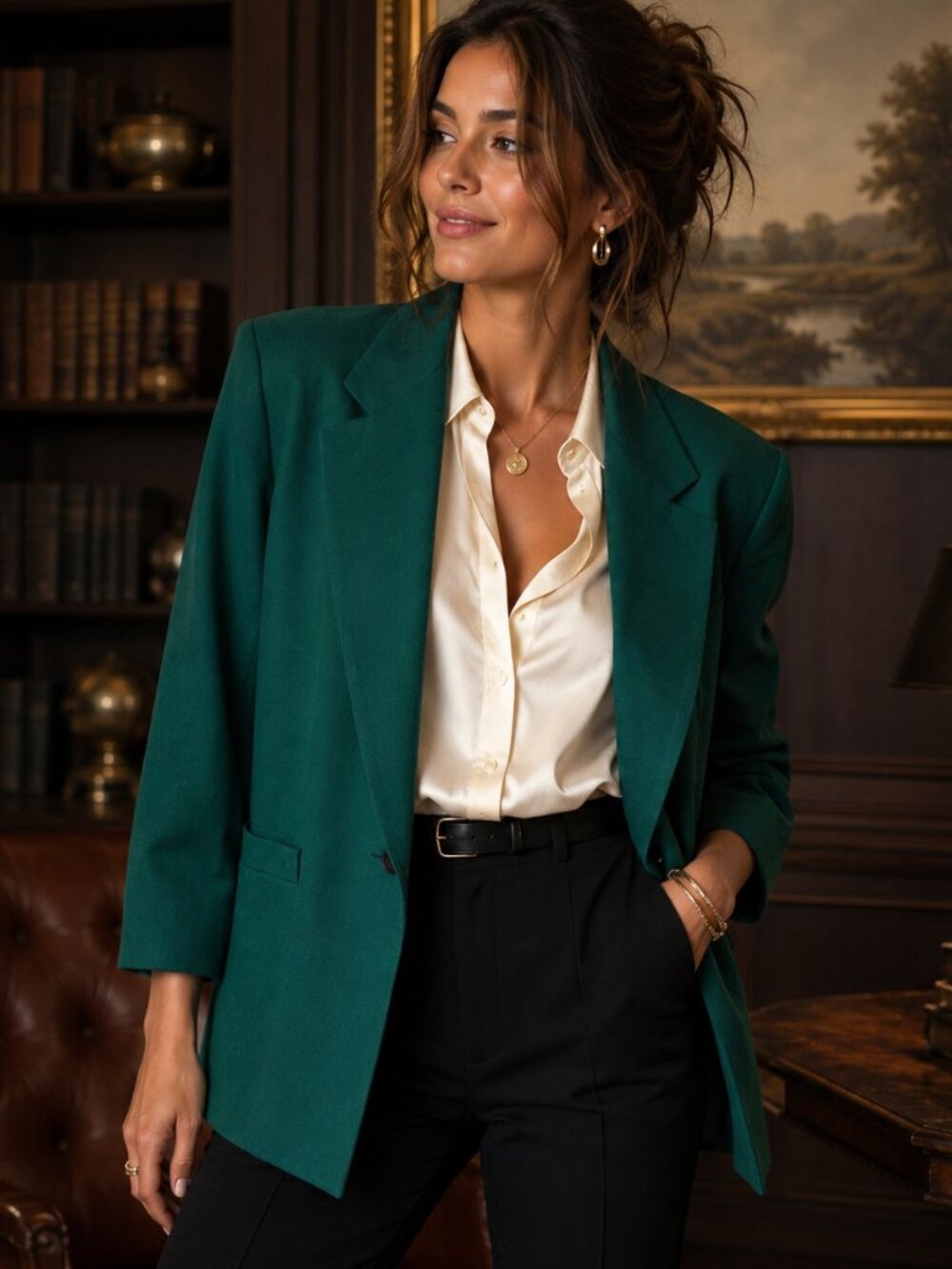 Vintage Dumas Wool Blazer Women 12 Emerald Green Made USA